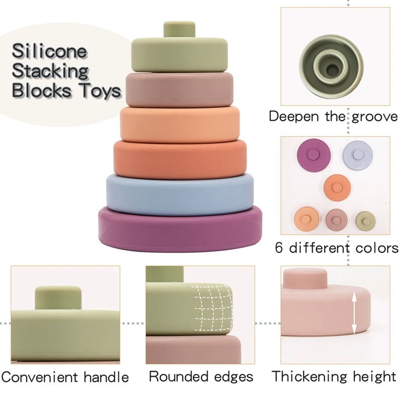 6pcs Silicone Soft Building Blocks